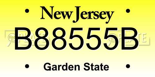 B88555B New Jersey License Plate