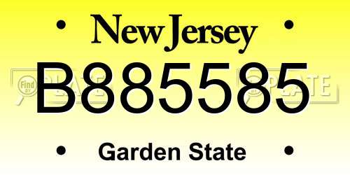 B885585 New Jersey License Plate