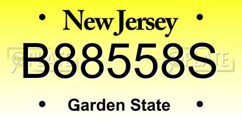 B88558S New Jersey License Plate