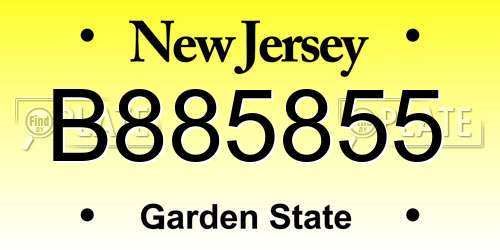 B885855 New Jersey License Plate