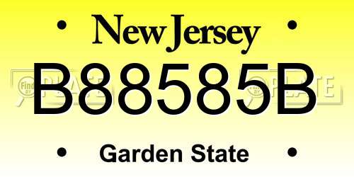 B88585B New Jersey License Plate