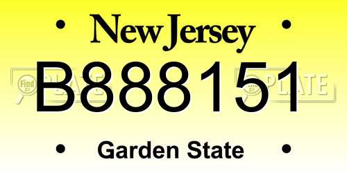 B888151 New Jersey License Plate