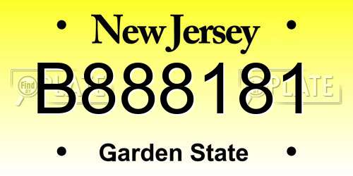 B888181 New Jersey License Plate