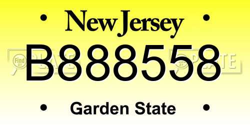 B888558 New Jersey License Plate