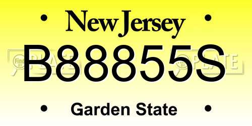 B88855S New Jersey License Plate