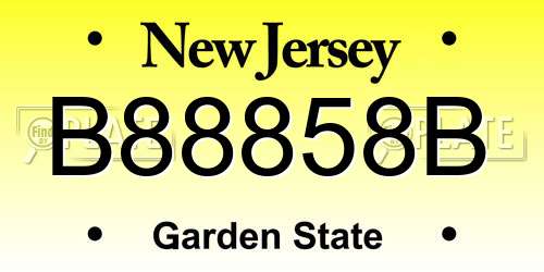 B88858B New Jersey License Plate
