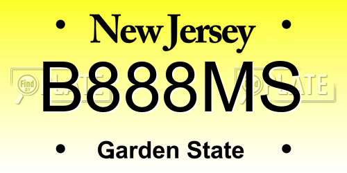B888MS New Jersey License Plate
