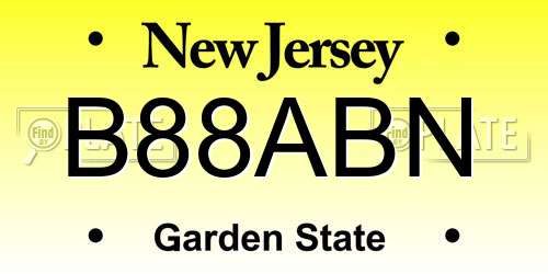 B88ABN New Jersey License Plate