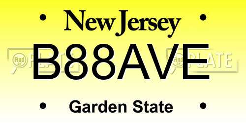B88AVE New Jersey License Plate