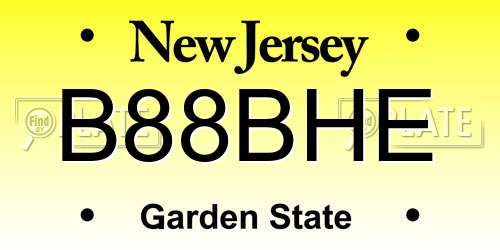 B88BHE New Jersey License Plate