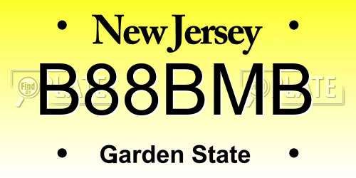 B88BMB New Jersey License Plate