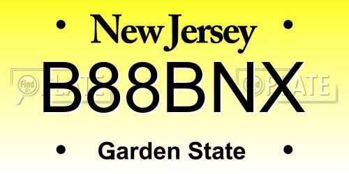 B88BNX New Jersey License Plate