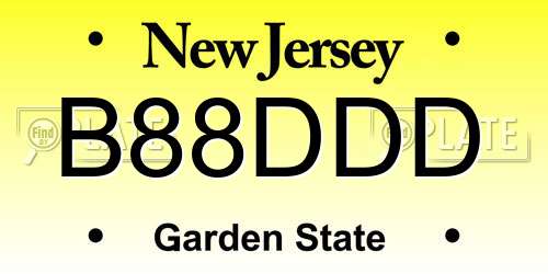 B88DDD New Jersey License Plate
