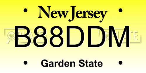 B88DDM New Jersey License Plate