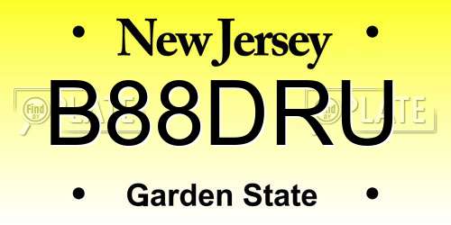 B88DRU New Jersey License Plate