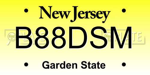 B88DSM New Jersey License Plate