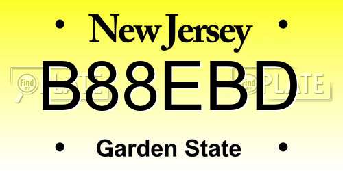 B88EBD New Jersey License Plate
