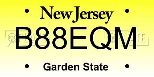 B88EQM New Jersey License Plate