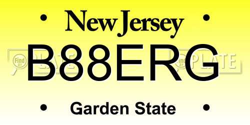 B88ERG New Jersey License Plate