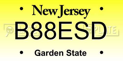 B88ESD New Jersey License Plate