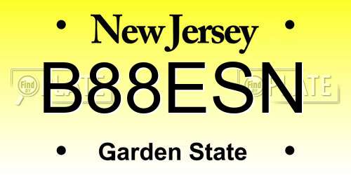 B88ESN New Jersey License Plate