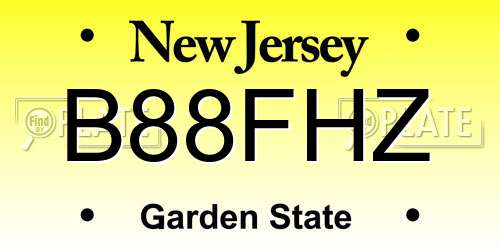 B88FHZ New Jersey License Plate
