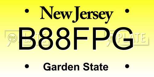 B88FPG New Jersey License Plate