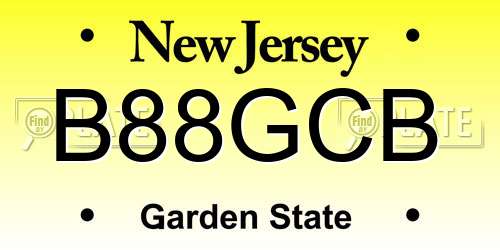 B88GCB New Jersey License Plate