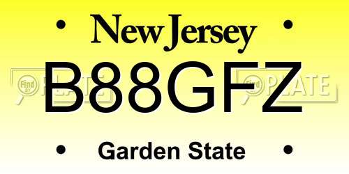 B88GFZ New Jersey License Plate