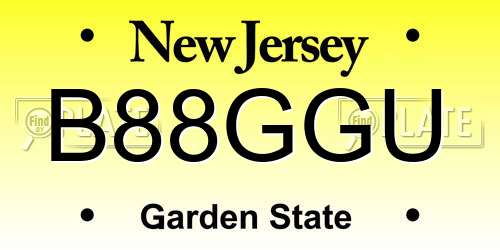 B88GGU New Jersey License Plate