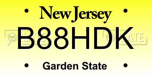 B88HDK New Jersey License Plate