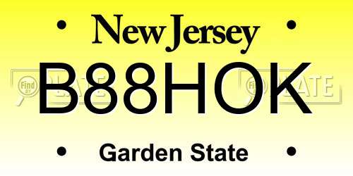 B88HOK New Jersey License Plate