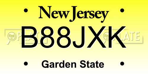 B88JXK New Jersey License Plate