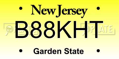 B88KHT New Jersey License Plate