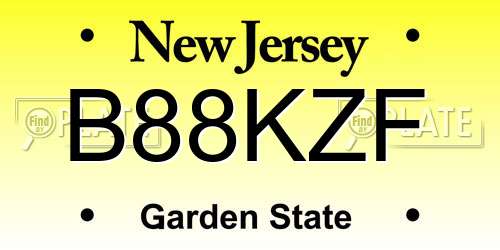B88KZF New Jersey License Plate