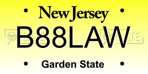 B88LAW New Jersey License Plate