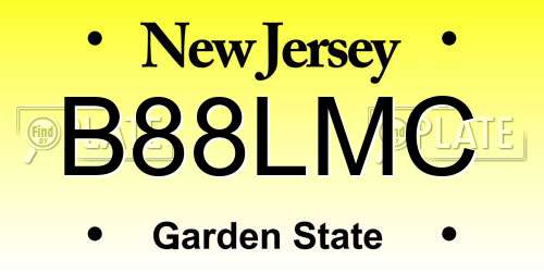 B88LMC New Jersey License Plate