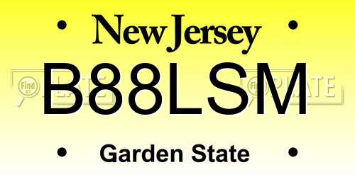 B88LSM New Jersey License Plate