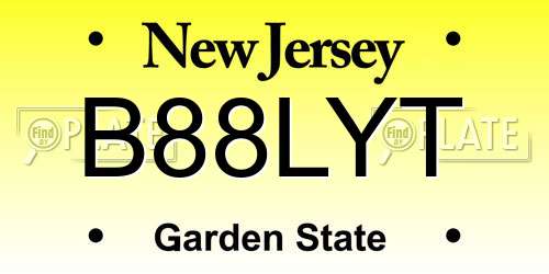 B88LYT New Jersey License Plate
