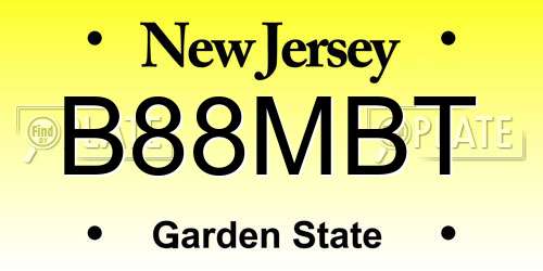 B88MBT New Jersey License Plate