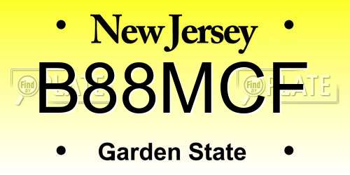 B88MCF New Jersey License Plate