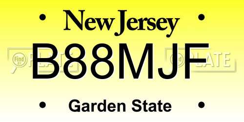 B88MJF New Jersey License Plate