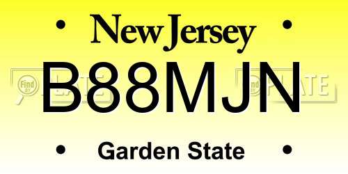 B88MJN New Jersey License Plate