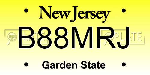 B88MRJ New Jersey License Plate