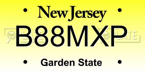 B88MXP New Jersey License Plate
