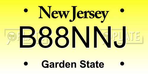 B88NNJ New Jersey License Plate