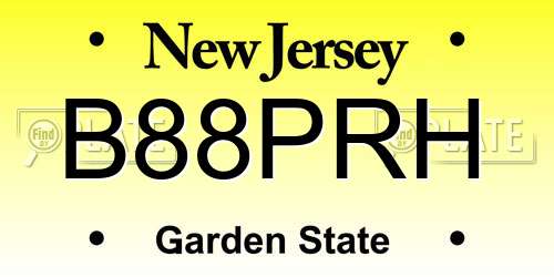 B88PRH New Jersey License Plate