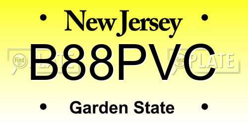 B88PVC New Jersey License Plate
