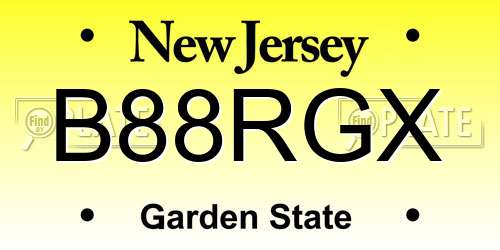 B88RGX New Jersey License Plate