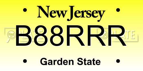 B88RRR New Jersey License Plate